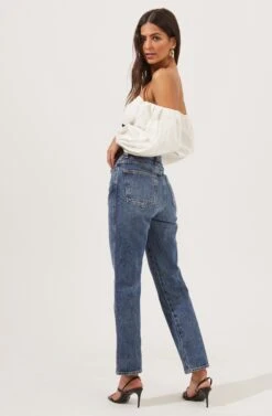 Off The Shoulder Long Sleeve Bodysuit -Sundress Haven AT16671 BLACK IVORY 4