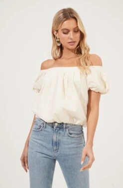Poplin Off The Shoulder Short Sleeve Top