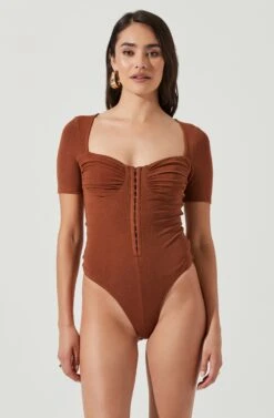 Hook & Eye Bodysuit -Sundress Haven AT16960 BROWN 6
