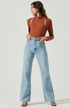 Long Sleeve Mock Neck Shrug -Sundress Haven AT16970 BROWN 2