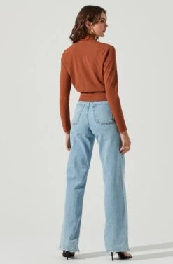 Long Sleeve Mock Neck Shrug -Sundress Haven AT16970 BROWN 4