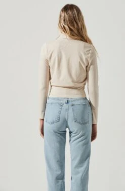 Long Sleeve Mock Neck Shrug -Sundress Haven AT16970 CREAM 1