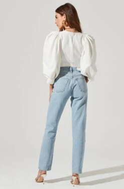 Bubble Half Sleeve Top -Sundress Haven AT16983 WHITE 1385