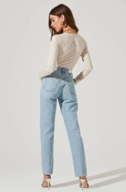 Multi Cutout Long Sleeve Bodysuit -Sundress Haven AT17022 BONE 1522