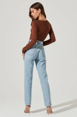 Multi Cutout Long Sleeve Bodysuit -Sundress Haven AT17022 BROWN 1862