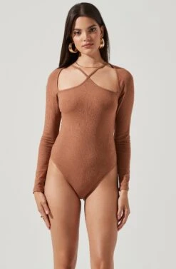 Vanowen Long Sleeve Halter Cutout Bodysuit -Sundress Haven AT17055 NUTMEG 5 c8c6167a a9fb 4f9f b076 7c8d872bcc5a