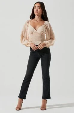 Long Sleeve Smocked Top 28 Long Sleeve Smocked Top -Sundress Haven AT17109 CREAM 0915