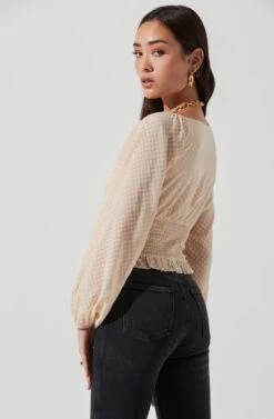 Long Sleeve Smocked Top 29 Long Sleeve Smocked Top -Sundress Haven AT17109 CREAM 0930