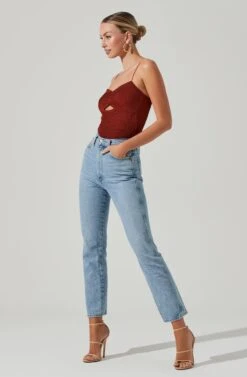 Cut Out Sweetheart Bodysuit -Sundress Haven AT17139 COGNAC 05421