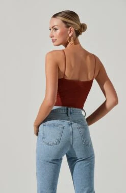 Cut Out Sweetheart Bodysuit -Sundress Haven AT17139 COGNAC 05531