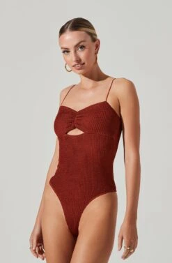 Cut Out Sweetheart Bodysuit -Sundress Haven AT17139 COGNAC 05551