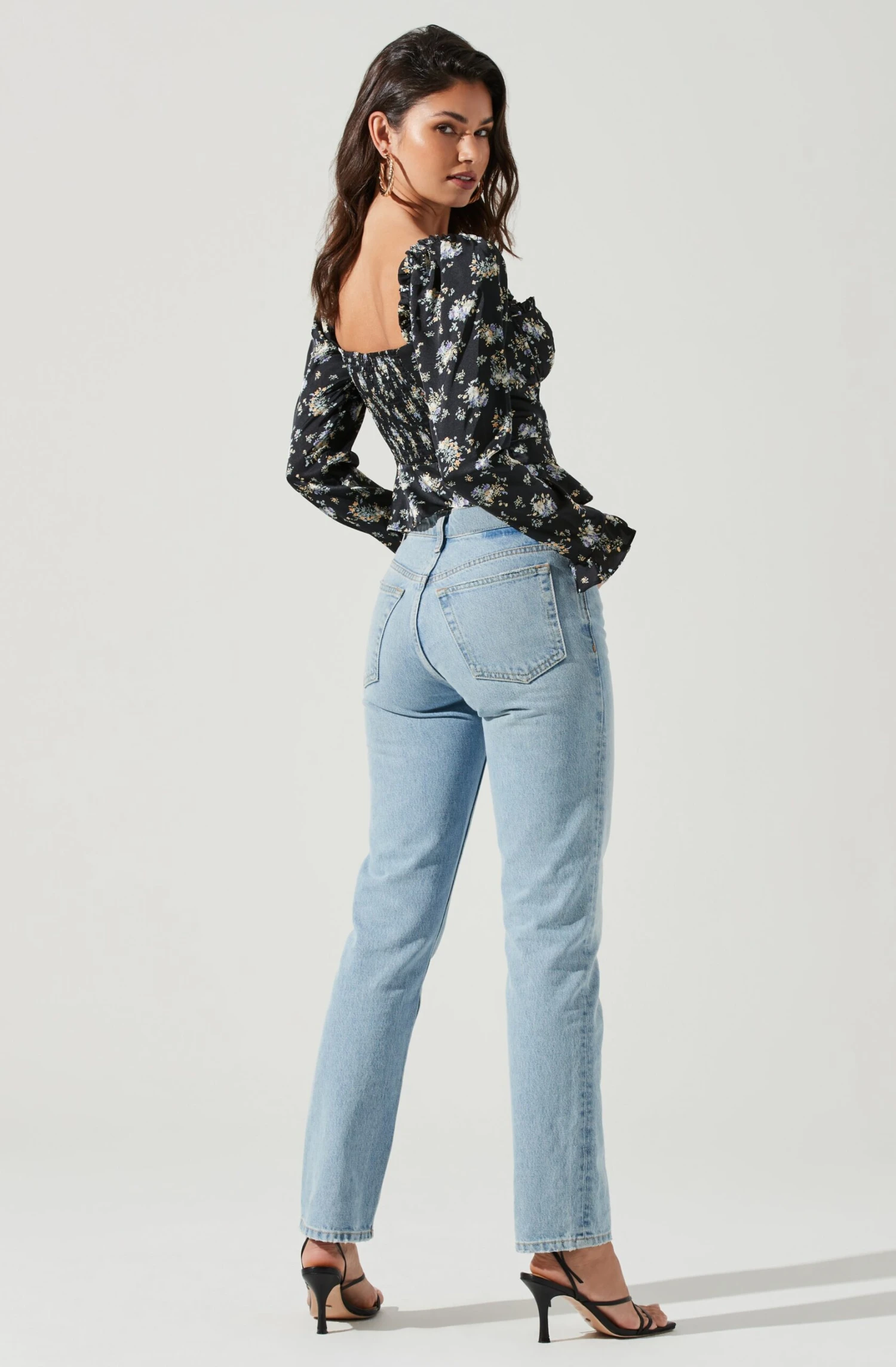 Long Sleeve Sweetheart Cinch Bust Floral Top 3 Long Sleeve Sweetheart Cinch Bust Floral Top - Image 3