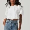 Short Sleeve Shoulder Cutout Tie Neck Top