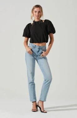 Short Sleeve Shoulder Cutout Tie Neck Top -Sundress Haven AT17199 BLACK 1469