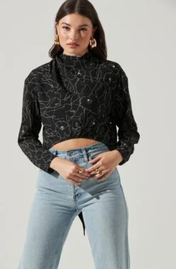 Long Sleeve Drape Tie Back Neck Back Top -Sundress Haven AT17208 BLACKSKETCH 3