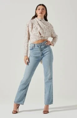 Long Sleeve Drape Tie Back Neck Back Top -Sundress Haven AT17208 OFFWHITESKETCH 1