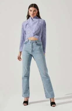 Long Sleeve Drape Tie Back Neck Back Top -Sundress Haven AT17208 PERIWINKLESKETCH 1