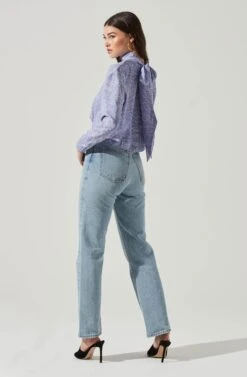 Long Sleeve Drape Tie Back Neck Back Top -Sundress Haven AT17208 PERIWINKLESKETCH 6