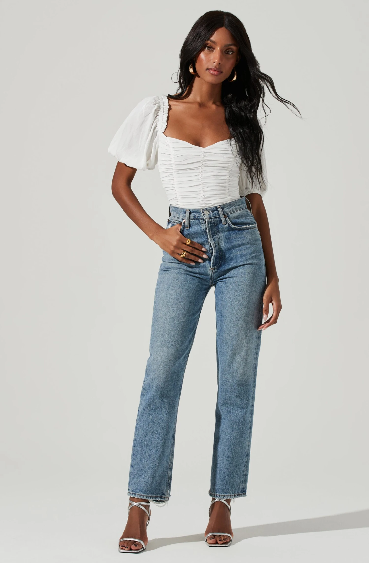 Ruched Short Bubble Sleeve Top 4 Ruched Short Bubble Sleeve Top - Image 4