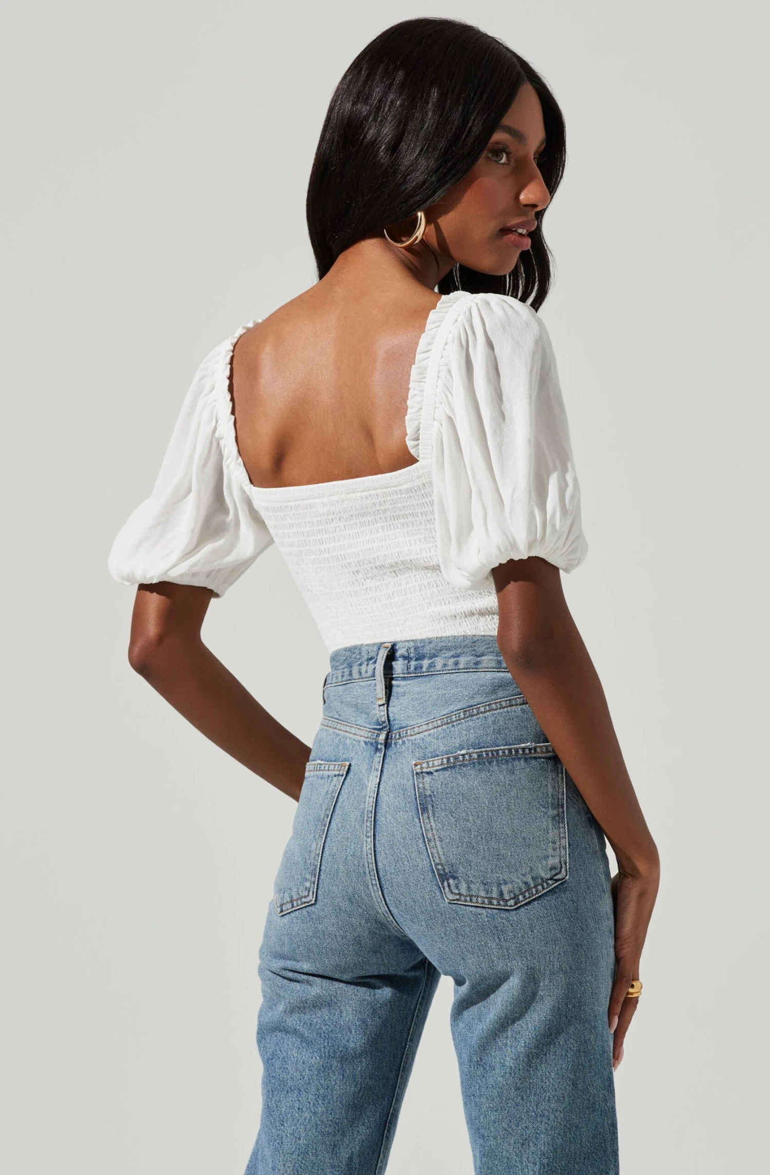 Ruched Short Bubble Sleeve Top 6 Ruched Short Bubble Sleeve Top - Image 6