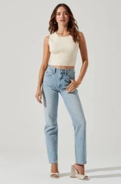 Tie Back Sweater Tank Top 19 Tie Back Sweater Tank Top -Sundress Haven AT17237 CREAM 1