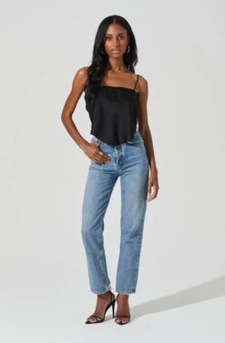 Tie Back Square Neck Cami -Sundress Haven AT17242 BLACK 2