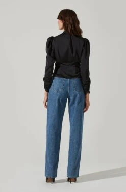 Twist Mock Neck Top -Sundress Haven AT17289 BLACK 4