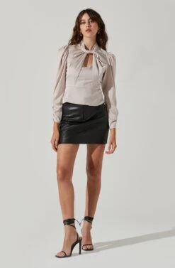 Twist Mock Neck Top -Sundress Haven AT17289 CHAMPAGNE 1