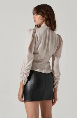 Twist Mock Neck Top -Sundress Haven AT17289 CHAMPAGNE 3