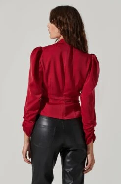 Twist Mock Neck Top -Sundress Haven AT17289 WINE 3