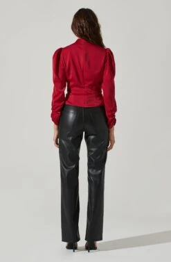 Twist Mock Neck Top -Sundress Haven AT17289 WINE 4