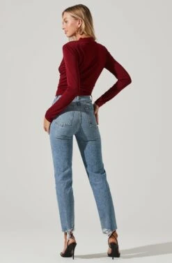 Shawl Collar Wrapped Long Sleeve Top 26 Shawl Collar Wrapped Long Sleeve Top -Sundress Haven AT17304 BURGUNDY 6