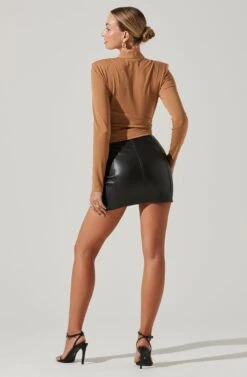 Shawl Collar Wrapped Long Sleeve Top 32 Shawl Collar Wrapped Long Sleeve Top -Sundress Haven AT17304 TAUPE 6