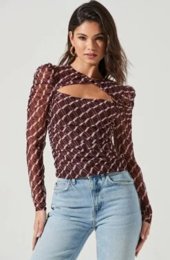 Demi Geometric Cutout Long Sleeve Top