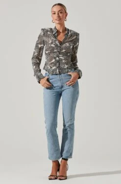 Ruched Button Up Top 17 Ruched Button Up Top -Sundress Haven AT17371B TAUPEBLACKMULTI 2