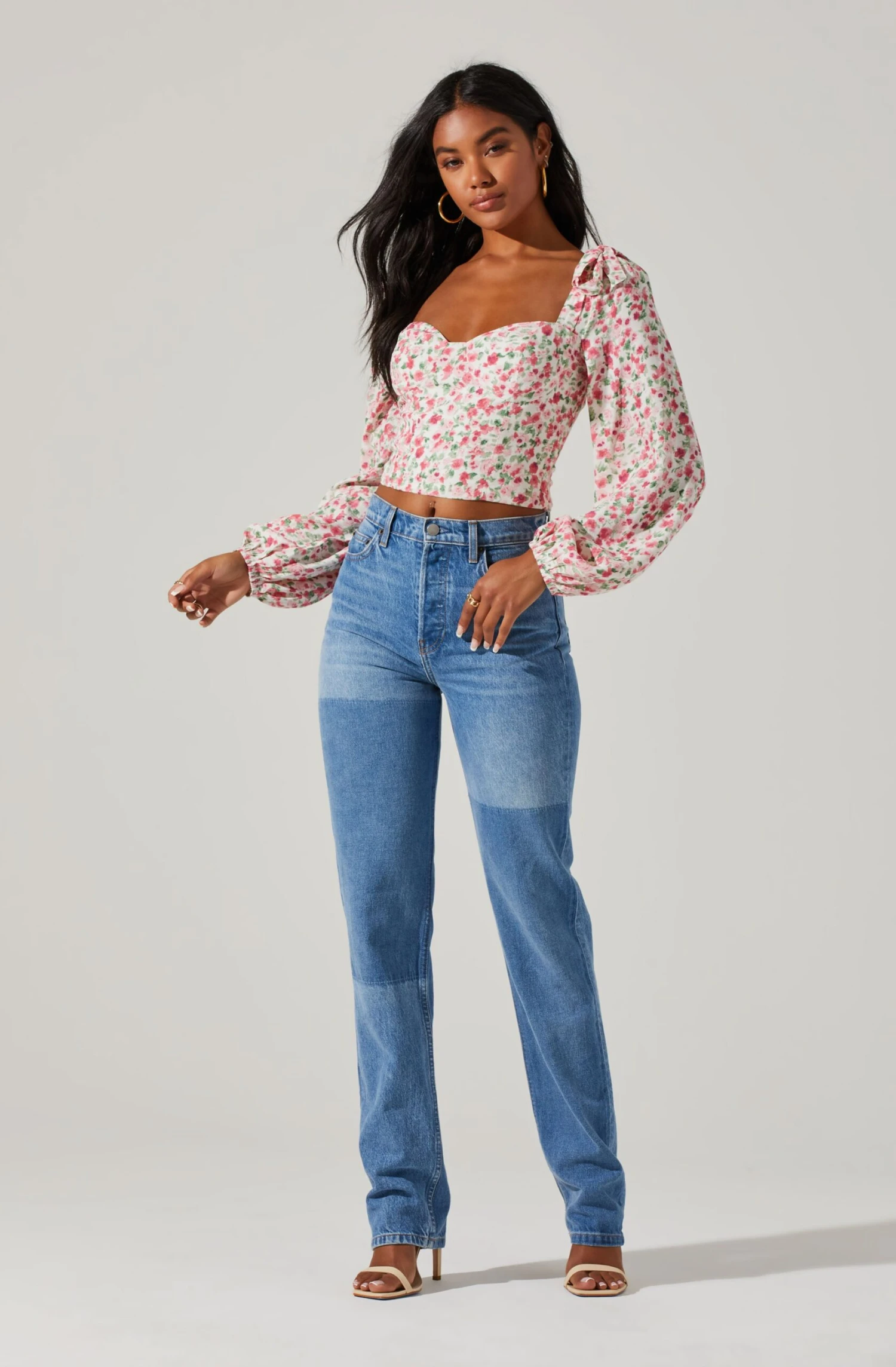 Floral Tie Shoulder Long Sleeve Top 2 Floral Tie Shoulder Long Sleeve Top - Image 2
