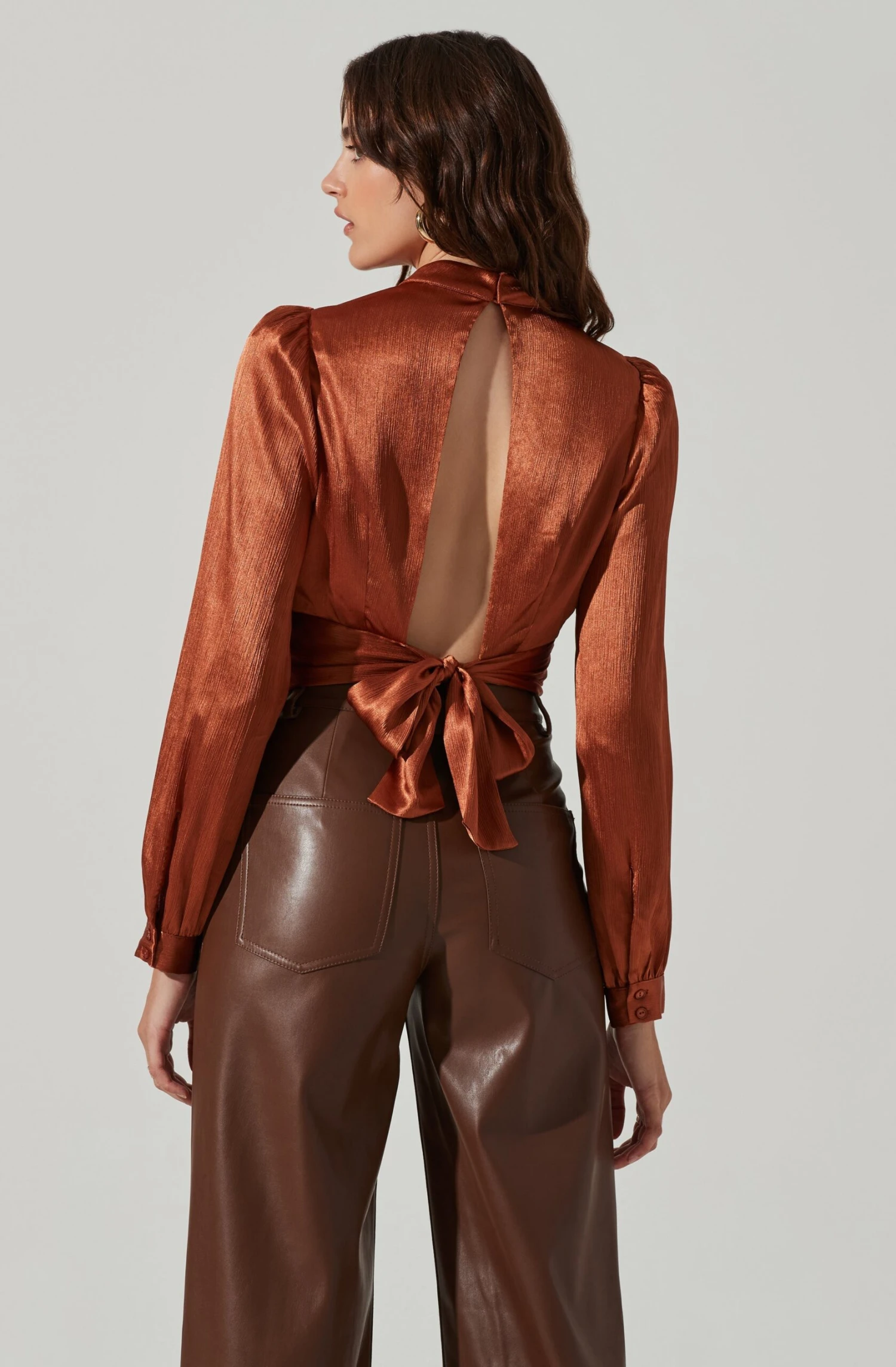 Long Sleeve Mock Neck Open Tie Back Top 20 Long Sleeve Mock Neck Open Tie Back Top - Image 20