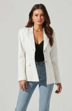 Fitted Buttoned Blazer -Sundress Haven AT17557 IVORY 4