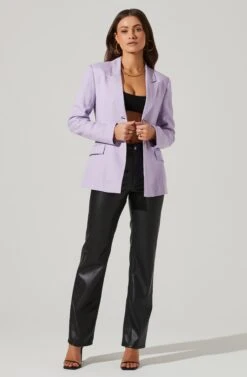 Fitted Buttoned Blazer -Sundress Haven AT17557 LILAC 2