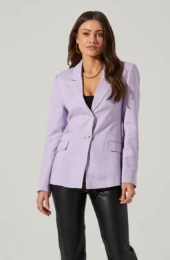 Fitted Buttoned Blazer -Sundress Haven AT17557 LILAC 3