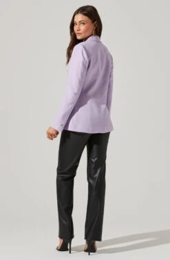Fitted Buttoned Blazer -Sundress Haven AT17557 LILAC 6