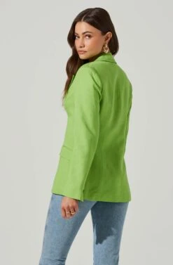 Fitted Buttoned Blazer -Sundress Haven AT17557 LIME 5