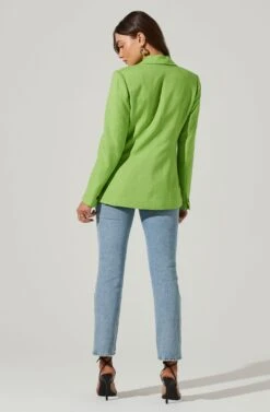 Fitted Buttoned Blazer -Sundress Haven AT17557 LIME 6