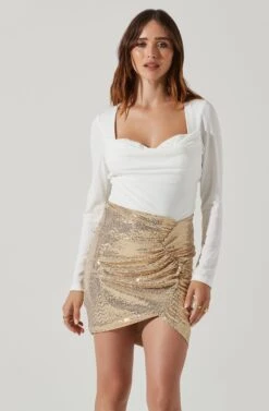 Nyra Sweetheart Long Sleeve Bodysuit 18 Nyra Sweetheart Long Sleeve Bodysuit -Sundress Haven AT17569 WHITE 2