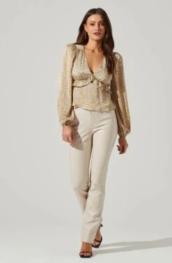 Floral Long Sleeve Tie Back Ruffle Bust Top -Sundress Haven AT17643 MUSTARDPINKDITSY 1