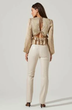 Floral Long Sleeve Tie Back Ruffle Bust Top -Sundress Haven AT17643 MUSTARDPINKDITSY 5