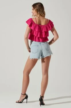 Halter Tiered Ruffle Top -Sundress Haven AT17735 FUCHSIA 6