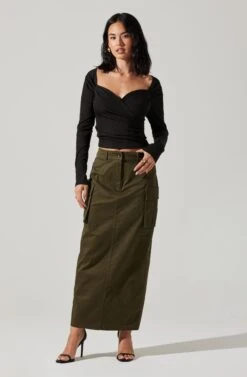 Surplice Long Sleeve Knit Top -Sundress Haven AT18009 BLACK 2