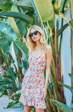 Ruched Cami Mini Floral Dress