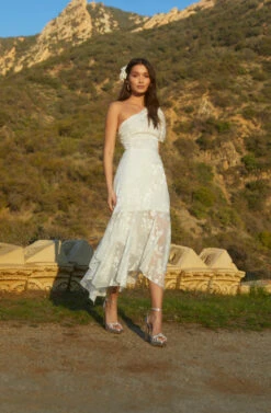 Santorini One Shoulder Floral Midi Dress -Sundress Haven GUESTOFWEDDING 2233